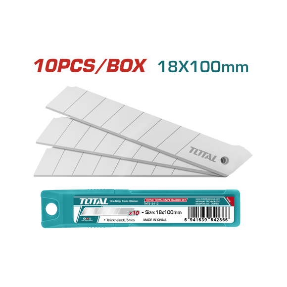 Total 10 Pcs 18mm Snap-Off Blades Set THT519112