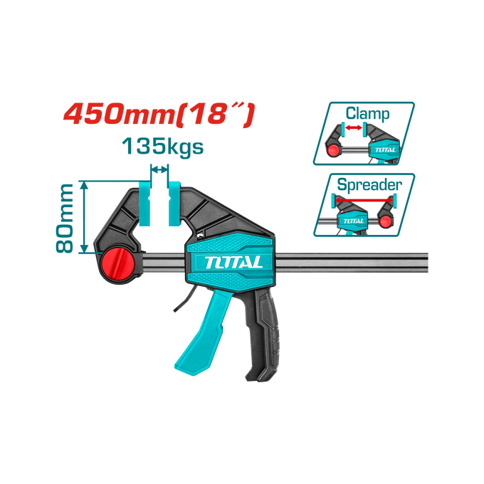Image of Total Power Tool Total Quick Bar Clamps 18 Inch / 80X450mm THT1346801