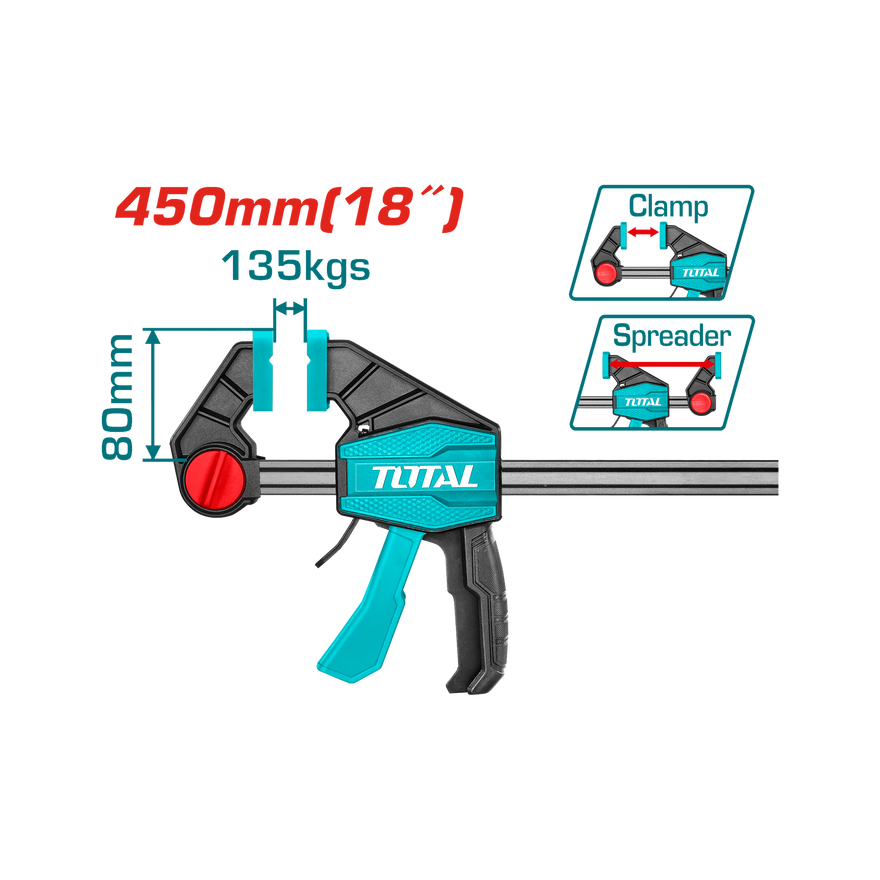 Image of Total Power Tool Total Quick Bar Clamps 18 Inch / 80X450mm THT1346801