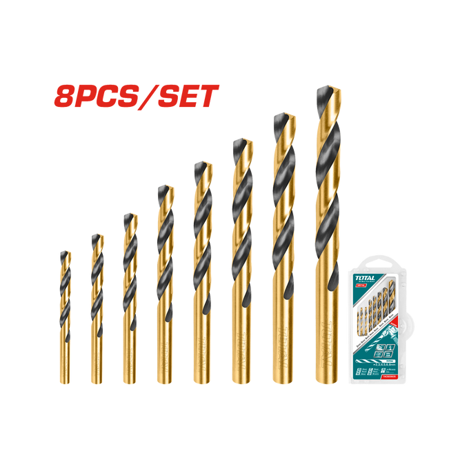 Total Drill Bits Set 6 Pcs HSS Twist Tools TACSD0801