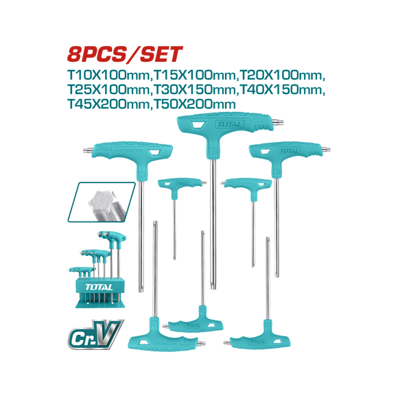 Total 8 Pcs T-Handle Torx Wrench Set THHW80836