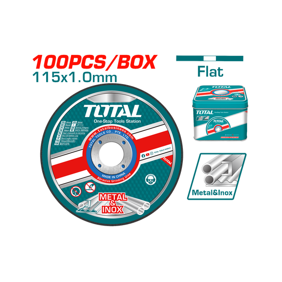Total 115mm x 1.0mm Abrasive Metal Cutting Disc 100pc set. TAC210115100