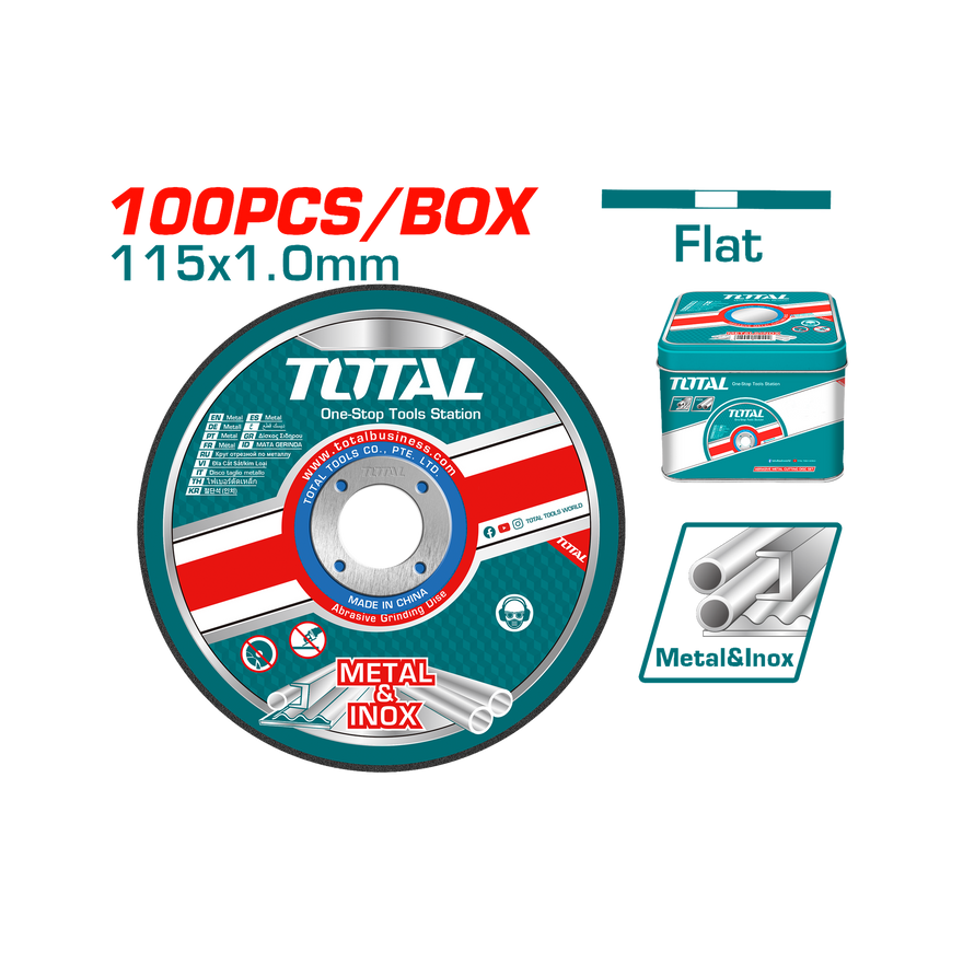 Total 115mm x 1.0mm Abrasive Metal Cutting Disc 100pc set. TAC210115100