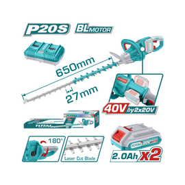Total Lithium-Ion Hedge Trimmer 40V 2A-2X THTLI400282