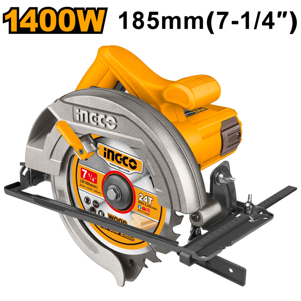 Ingco circular saw 185mm 1400w cs18538