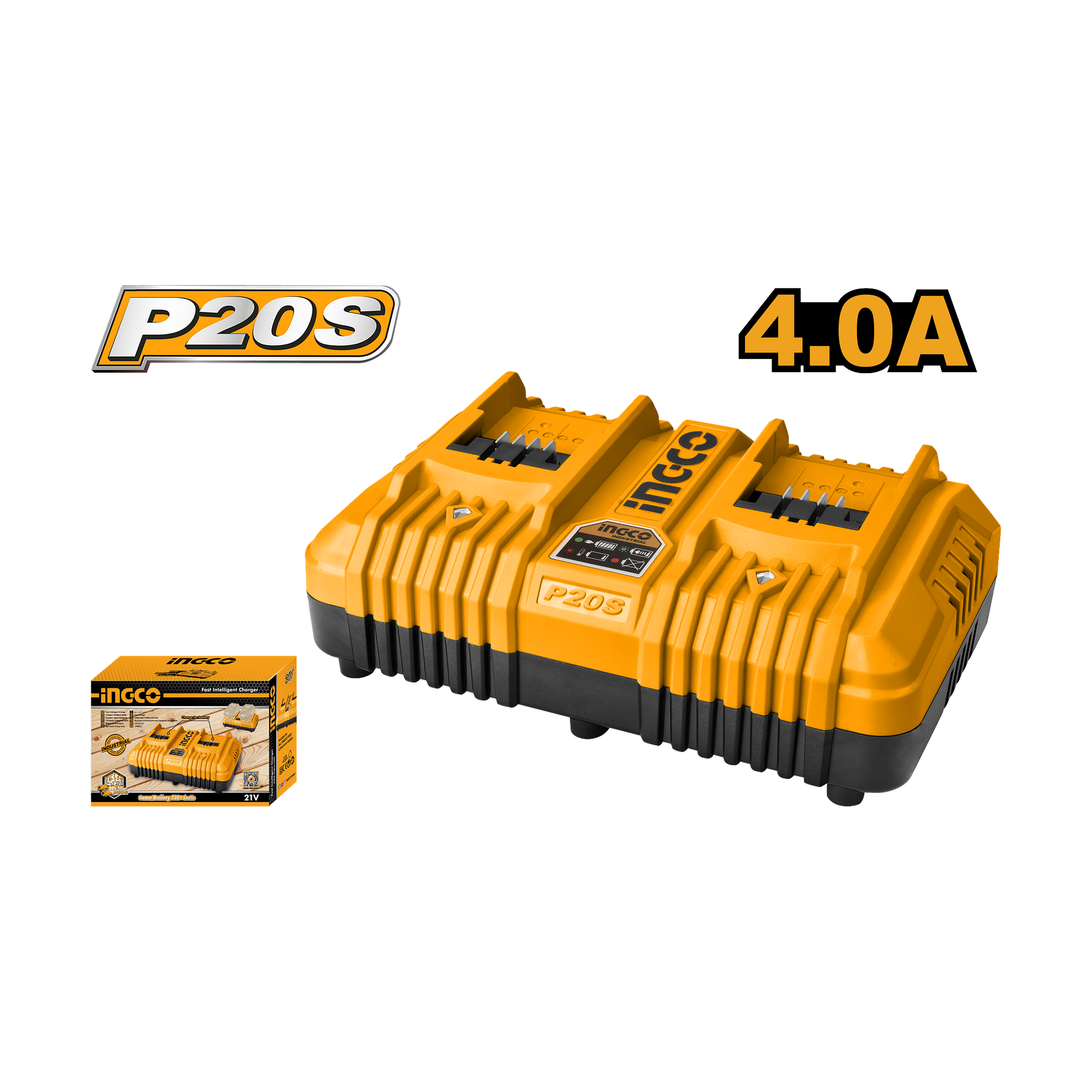 Ingco 20V 4A Dual Fast Charger FCLI2034