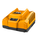 Ingco Orange and black power tool battery charger on a white background