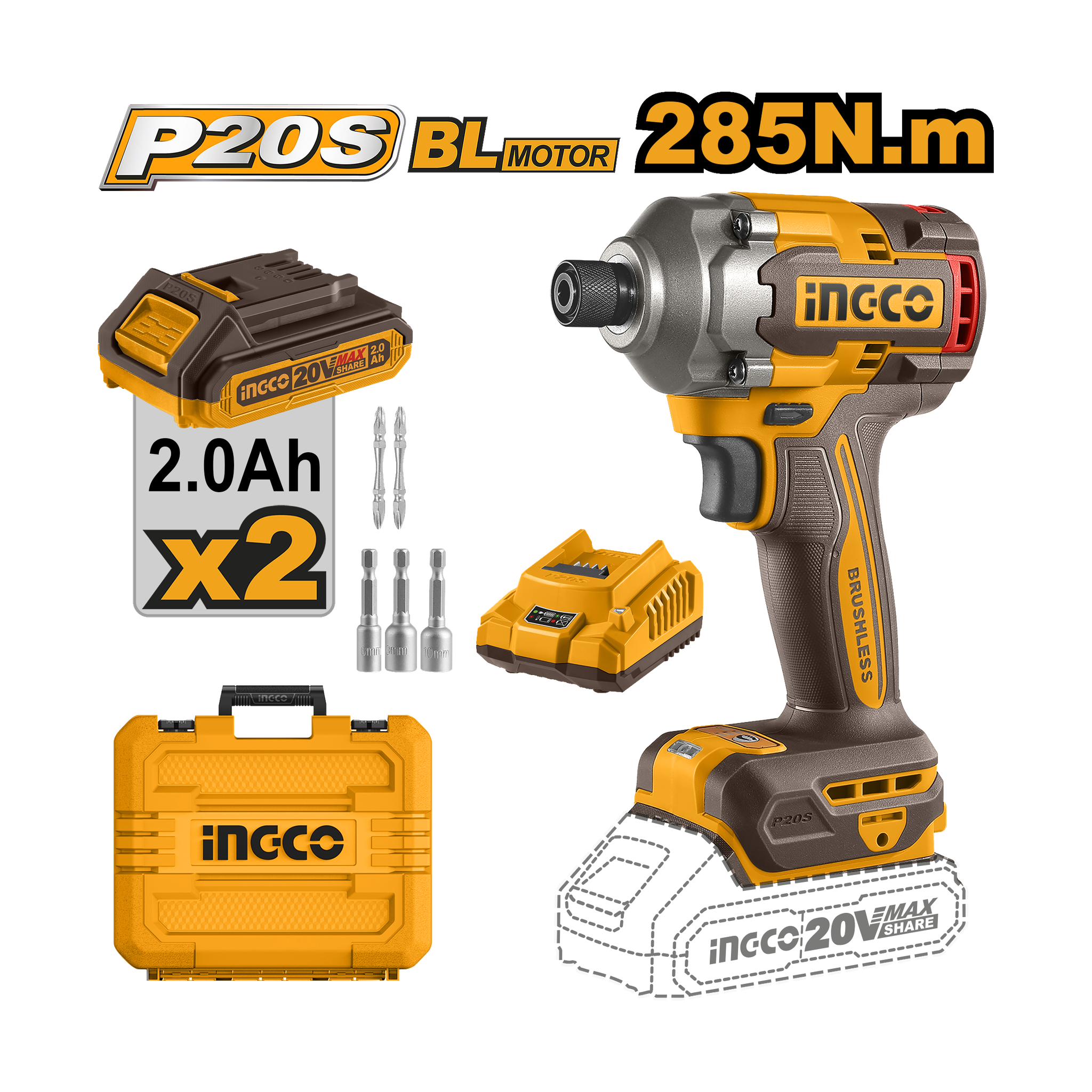 Ingco 20V Lithium-Ion Impact Driver CIRLI2028