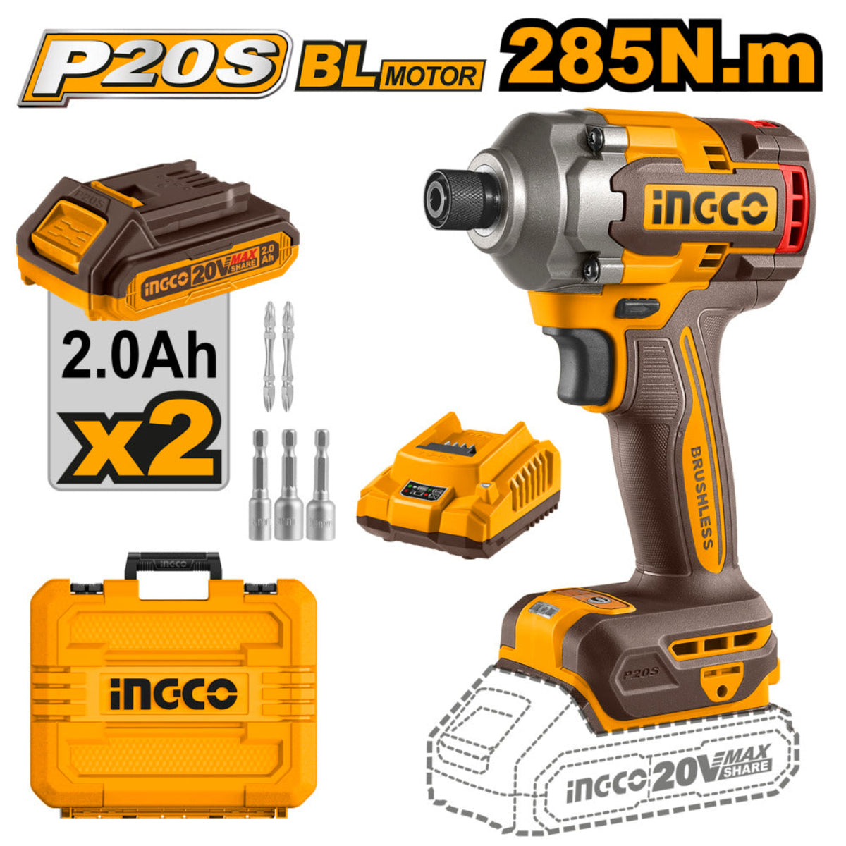 Ingco 20v lithium-ion impact driver cirli2028