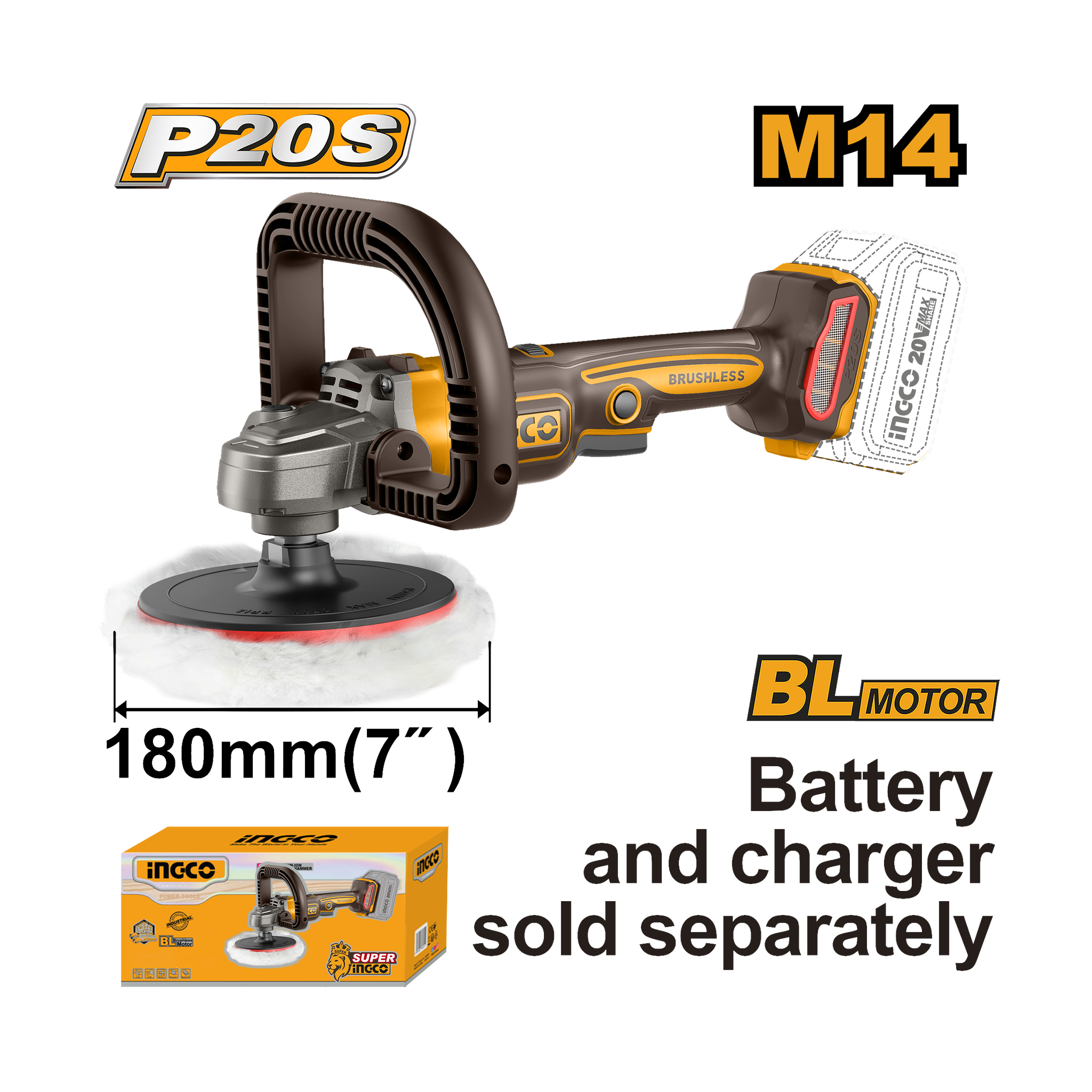 Ingco 20V Lithium-Ion Polisher APLI2018