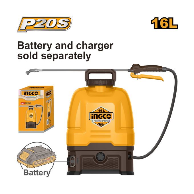 Ingco 20V Lithium-Ion Garden Pressure Sprayer CSPLI2016