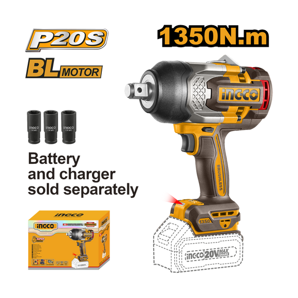 Ingco 20V Lithium-Ion Impact Wrench CIWLI201351