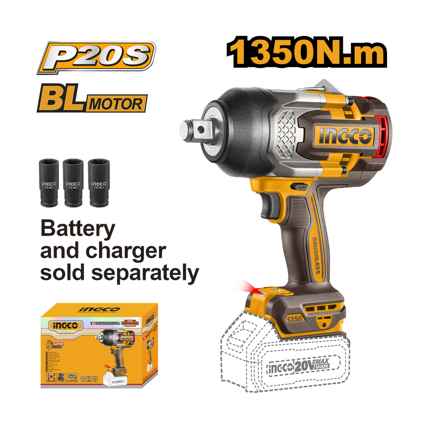 Ingco 20V Lithium-Ion Impact Wrench CIWLI201351