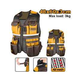 Ingco Tool Vest with adjustable Straps 48X60X3CM 17 Pocket