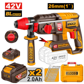 Ingco 42V Cordless Rotary Hammer Kit 2.5J (Incl. 2 X 2.0A.H Batt,Charger & Acc)
