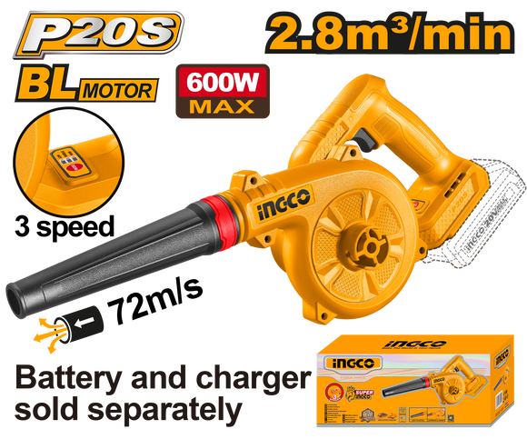 Ingco 20V Ps+C/L B/L Blower 2.8Qbm/Minm3 Speed