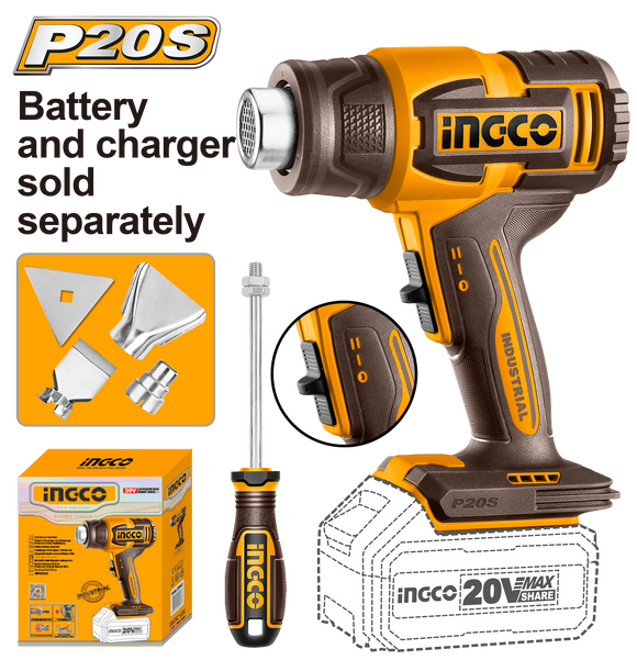 Ingco Cordless 20V Lithium-ion Heat Gun HGLI2006