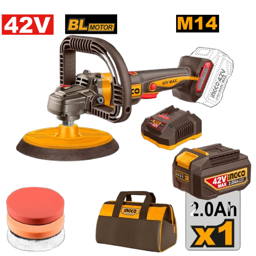 Ingco 42V Cordless Polisher Kit (Incl. 1 X 2.0A.H Batt, Charger & Acc)