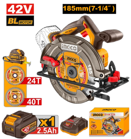 Ingco Cordless 42V Lithium-ion Circular Saw Brushless 185mm Kit CSLI4218511