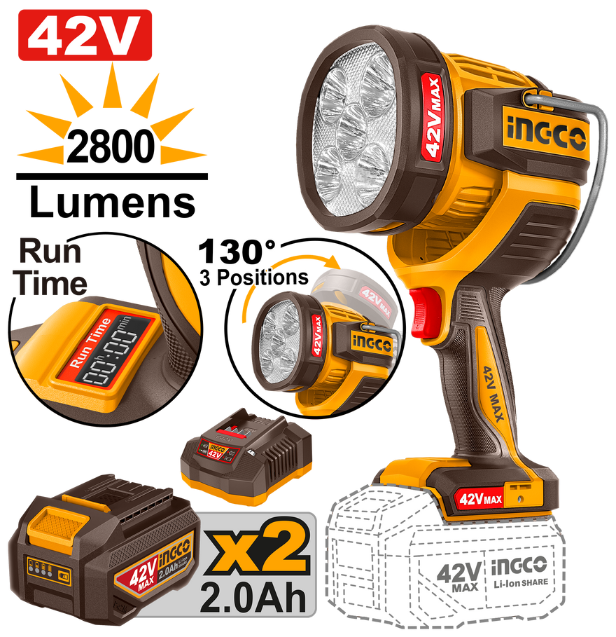 Ingco 42V Max Cordless Work Lamp CWLI42896