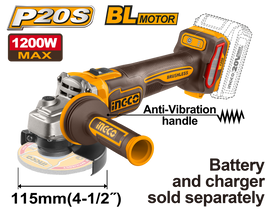 Ingco 20V Ps+C/L B/L Grinder 115Mm 1200W No B/C