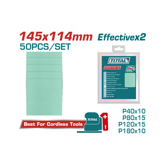 Image of Total Power Tool Total Sanding Sheet Set 145X114mm TAC145115
