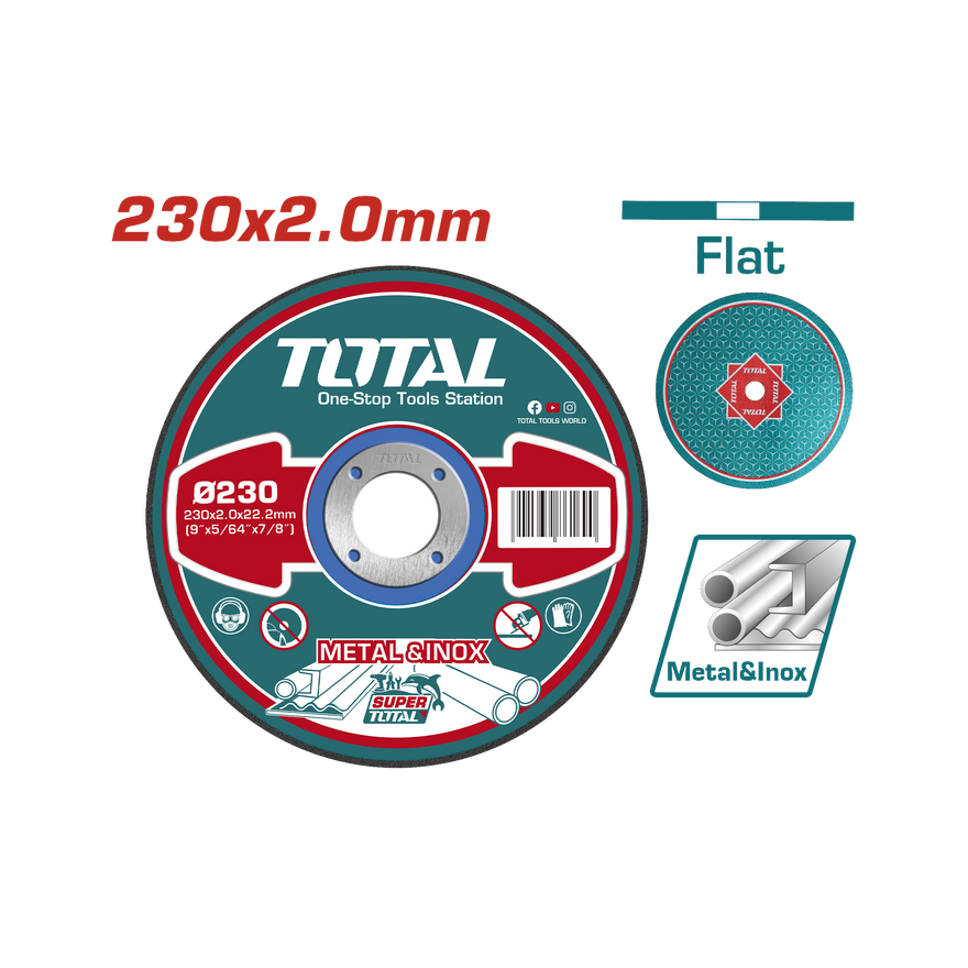 Total Abrasive Metal Cutting Disc 230 x 2.0mm INOX TAC2202301