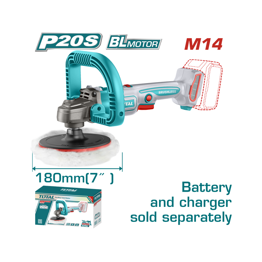 Total Cordless Polisher 20V 180mm TAPLI2018
