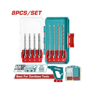 Total SDS Plus Hammer Drill Bits Set 8 Pcs -TACSDL11806