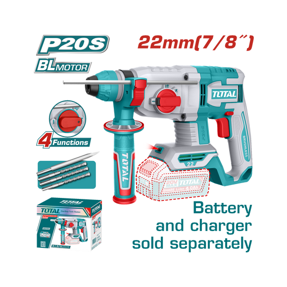 Total Li-Ion 20V Cordless Rotary Hammer SDS Plus Battery not included TRHLI21228