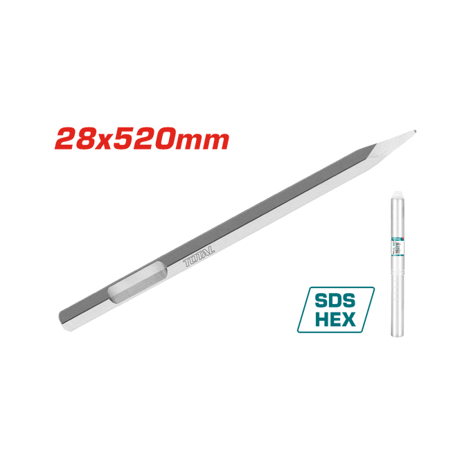 Total 28X520mm Pointed Hex Chisel TAC15342811