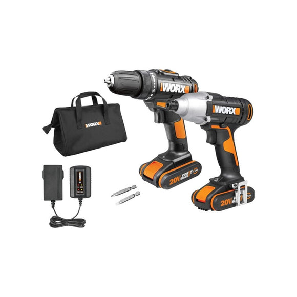 Worx Drill 30Nm & Impact Driver 140Nm 20V Combo Kit