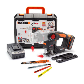 Worx AXIS Jigsaw & Recipro Saw 20mm 2-In-1 20V Kit - 0
