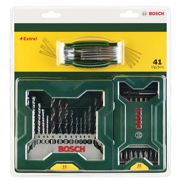 Bosch 41pc Mixed Drill Bit Set, Screwdriver Bit Set Plus Folding Hex Tool