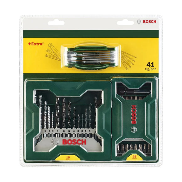 Bosch 41pc Mixed Drill Bit Set, Screwdriver Bit Set Plus Folding Hex Tool - image 01