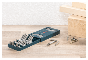 Bosch 25pc Mini-X-Blue Line screwdriver bit set (25 & 50mm bits, PH/PZ/S/HEX/T) - 0