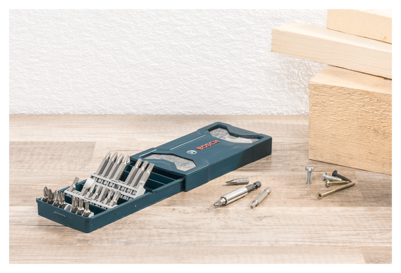 Bosch 25pc Mini-X-Blue Line screwdriver bit set (25 & 50mm bits, PH/PZ/S/HEX/T)