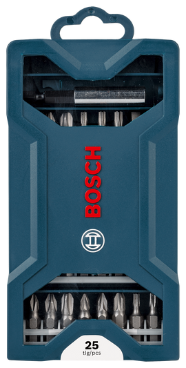 Bosch 25pc Mini-X-Blue Line screwdriver bit set (25 & 50mm bits, PH/PZ/S/HEX/T)