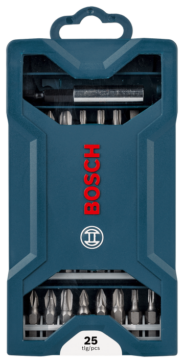 Bosch 25pc Mini-X-Blue Line screwdriver bit set (25 & 50mm bits, PH/PZ/S/HEX/T)