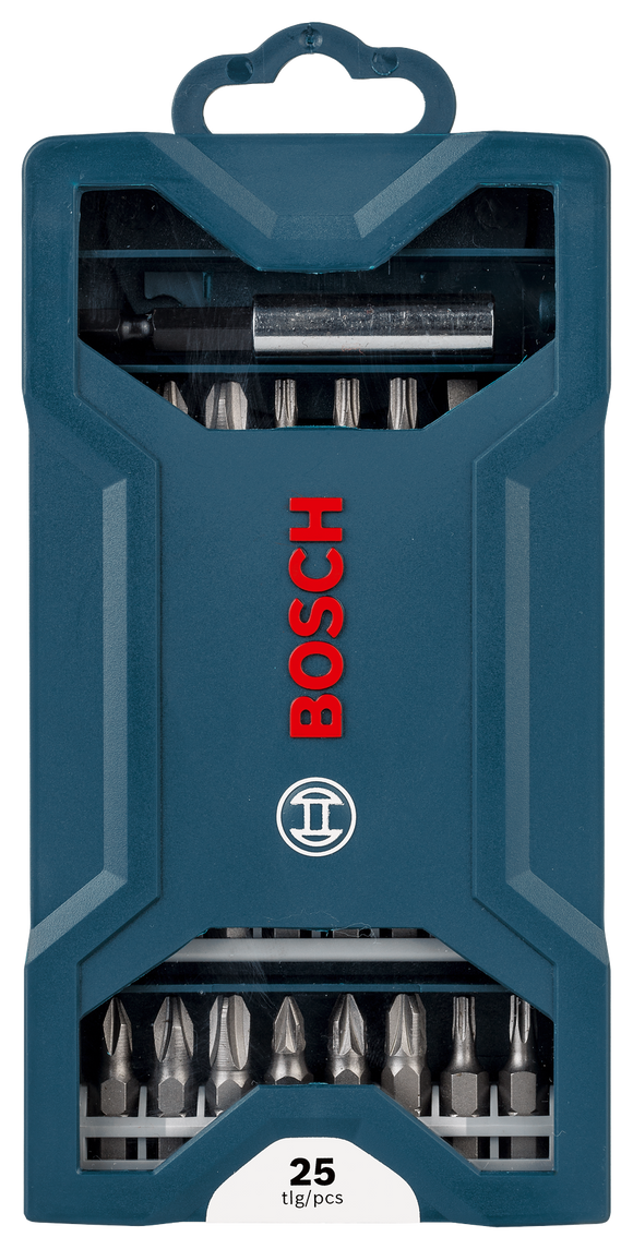 Bosch 25pc Mini-X-Blue Line screwdriver bit set (25 & 50mm bits, PH/PZ/S/HEX/T)
