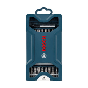 Bosch 25pc Mini-X-Blue Line screwdriver bit set (25 & 50mm bits, PH/PZ/S/HEX/T) - image 01