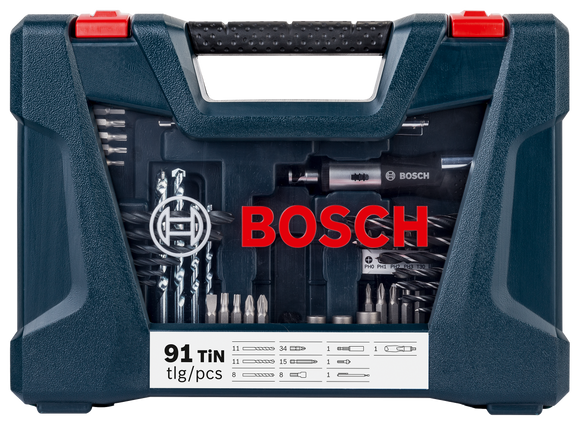 Bosch 91pc V-Blue Line titanium set (drilling & screwdriving)