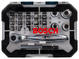 Bosch 26pc Mini ratchet & screwdriver set with Quick release Holder