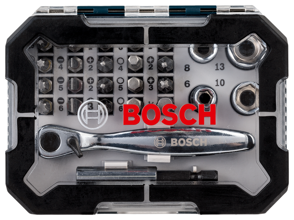 Bosch 26pc Mini ratchet & screwdriver set with Quick release Holder