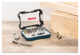 Bosch 26pc Mini ratchet & screwdriver set with Quick release Holder - 0