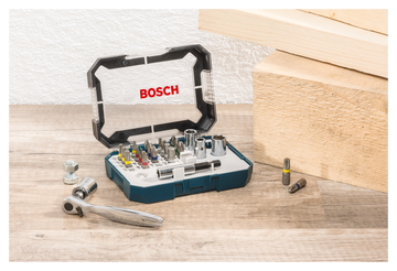 Bosch 26pc Mini ratchet & screwdriver set with Quick release Holder - 0