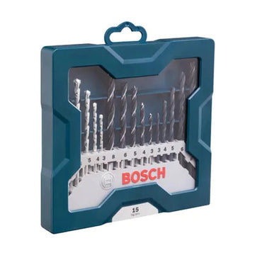 Bosch 15pc Mini-X-Blue Line drill bit set (masonry, wood, metal HSS-R) - image 01