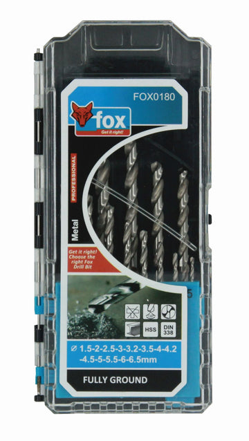 Drill Set Fox Hss 13pce Fully Ground Pro 1.5-6.5mm FOX0180 in Tools
