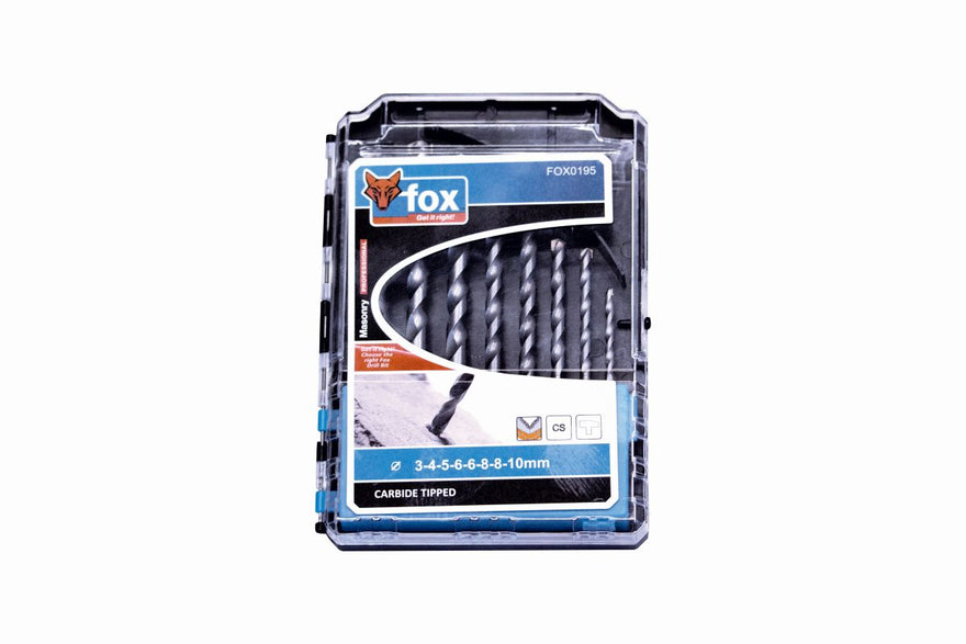 Drill Set Fox Masonry 8pce Pro 3-10mm FOX0195 in Tools