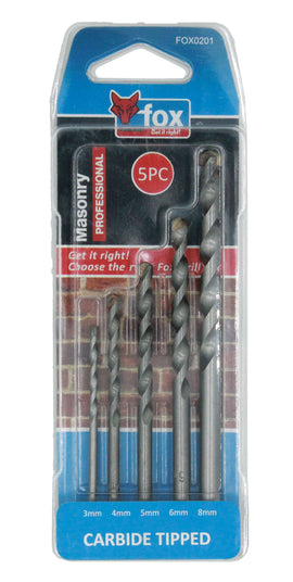 Drill Set Fox Masonry 5pce Pro 3-8mm FOX0201 in Tools